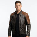 Men’s Black and Brown Leather Jacket - Leather Jacket Black Brown - Timber AND Hide
