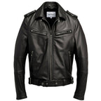 Men’s Black Biker Leather Jacket - Biker Leather Jacket Black - Timber AND Hide