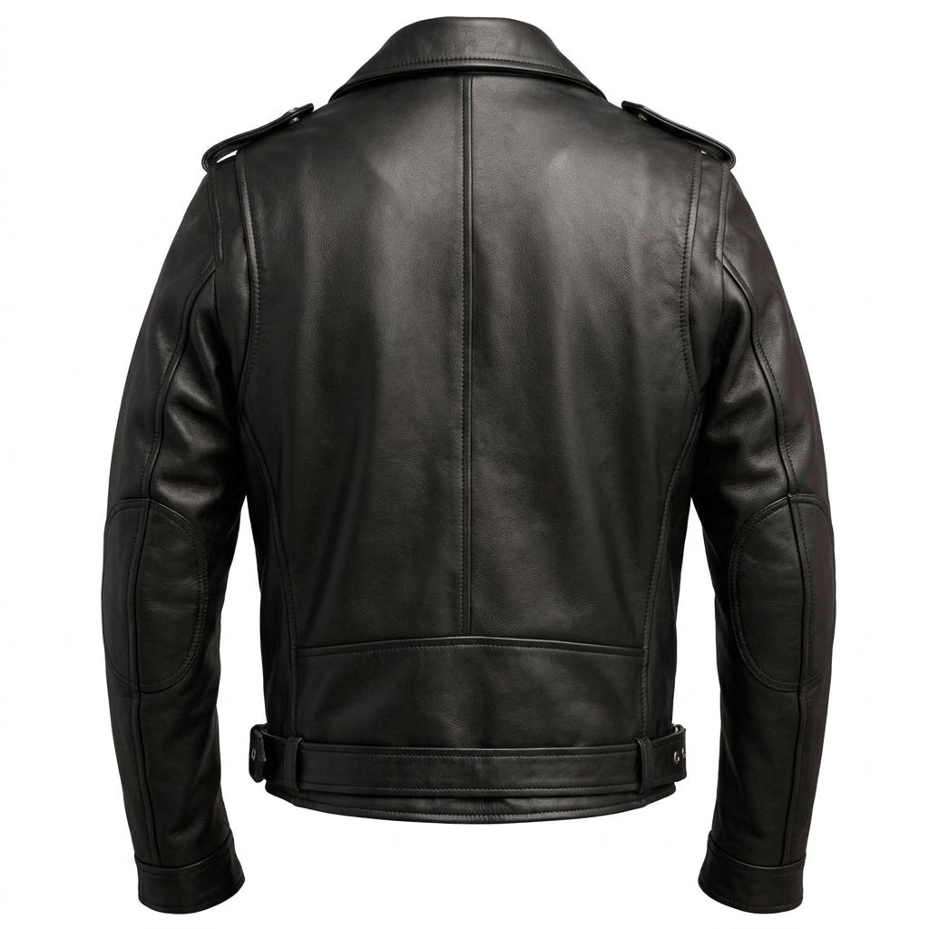 Men’s Black Biker Leather Jacket - Biker Leather Jacket Black - Timber AND Hide