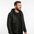 Men’s Black Hooded Suede Leather Jacket - Timber AND Hide