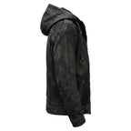 Men’s Black Hooded Suede Leather Jacket - Timber AND Hide
