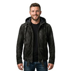 Men’s Black Hooded Suede Leather Jacket - Timber AND Hide