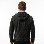 Men’s Black Hooded Suede Leather Jacket - Timber AND Hide