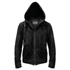 Men’s Black Hooded Suede Leather Jacket - Timber AND Hide
