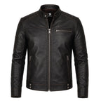 Men's Black Leather Biker Jacket, Sword Flame Graphic Rider Coat - Timber AND Hide