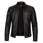 Men's Black Leather Biker Jacket, Sword Flame Graphic Rider Coat - Timber AND Hide