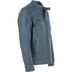 Men's Black Leather Biker Jacket with Zip Front, Multiple Pockets - Timber AND Hide