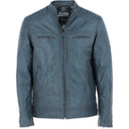 Men's Black Leather Biker Jacket with Zip Front, Multiple Pockets - Timber AND Hide