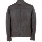 Men's Black Leather Biker Jacket with Zip Front, Multiple Pockets - Timber AND Hide
