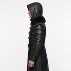 Men's Black Leather Hooded Armor Coat | Medieval Viking Warrior Cosplay Jacket - Timber AND Hide