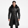 Men's Black Leather Hooded Armor Coat | Medieval Viking Warrior Cosplay Jacket - Timber AND Hide
