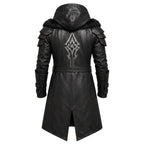 Men's Black Leather Hooded Armor Coat | Medieval Viking Warrior Cosplay Jacket - Timber AND Hide