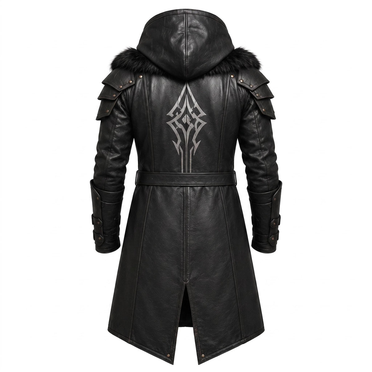 Men's Black Leather Hooded Armor Coat | Medieval Viking Warrior Cosplay Jacket - Timber AND Hide