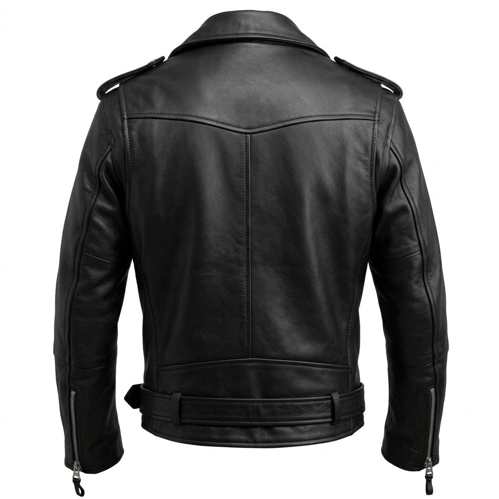 Men’s Black Leather Jacket - Biker Black Jacket - Timber AND Hide