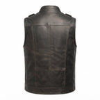 Men’s Black Military Leather Vest - Timber AND Hide