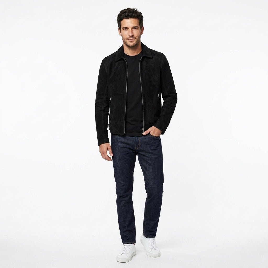 Men’s Black Suede Leather Jacket – Leather Jacket for Men - Timber AND Hide