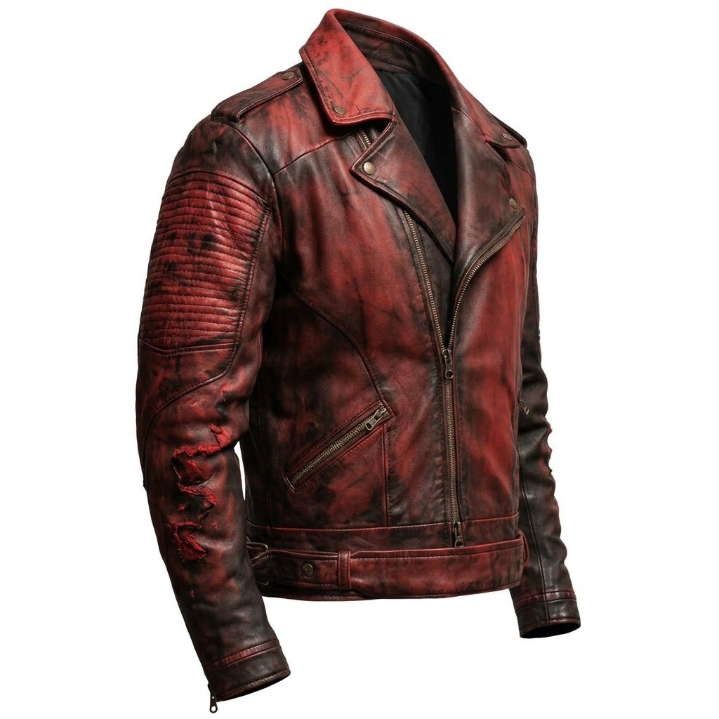 Men’s Bloody Red Leather Jacket – Perfect for Halloween - Timber AND Hide