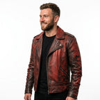 Men’s Bloody Red Leather Jacket – Perfect for Halloween - Timber AND Hide
