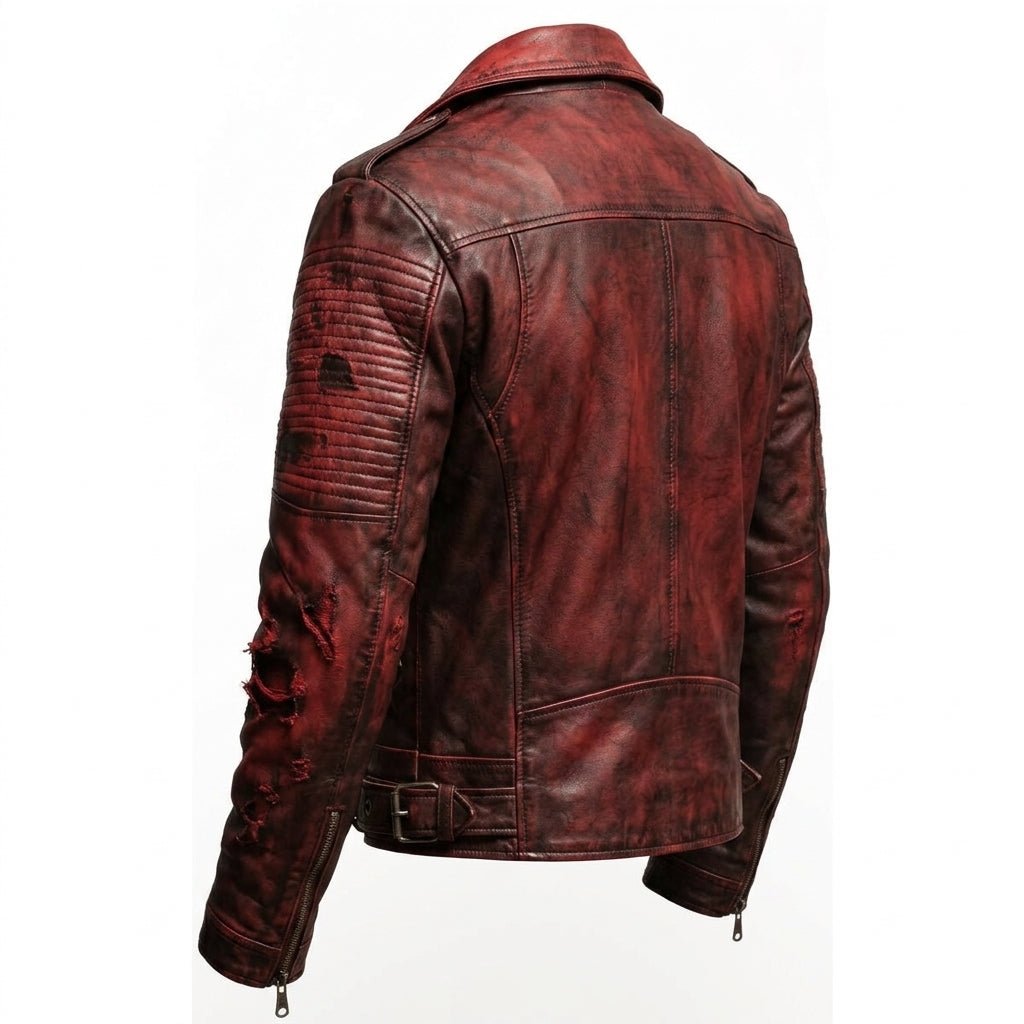 Men’s Bloody Red Leather Jacket – Perfect for Halloween - Timber AND Hide