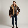 Men's Brown B3 Shearling Aviator Jacket | Genuine Sheepskin Leather Bomber Coat - Timber AND Hide