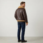 Men's Brown B3 Shearling Aviator Jacket | Genuine Sheepskin Leather Bomber Coat - Timber AND Hide