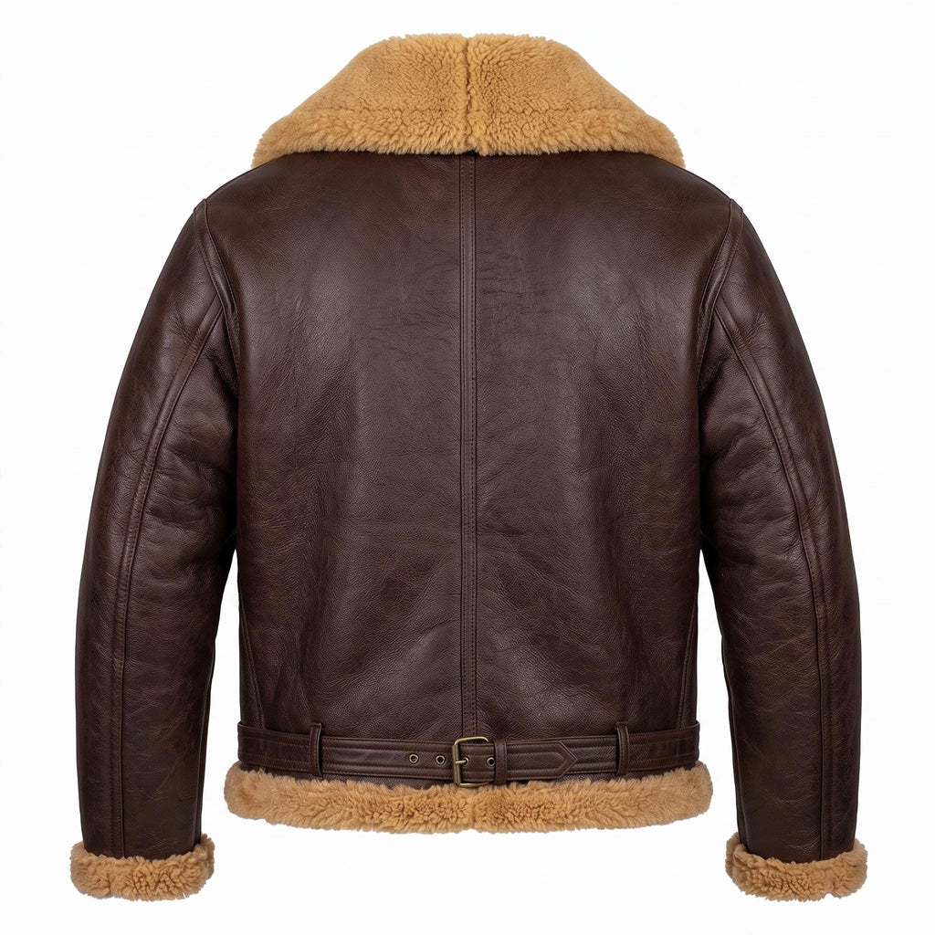 Men's Brown B3 Shearling Aviator Jacket | Genuine Sheepskin Leather Bomber Coat - Timber AND Hide