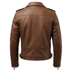 Men’s Brown Biker Leather Jacket – Brown Moto Jacket - Timber AND Hide