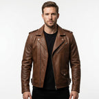 Men’s Brown Biker Leather Jacket – Brown Moto Jacket - Timber AND Hide
