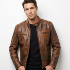 Men’s Brown Distressed Leather Jacket – Daniel Brown Leather Jacket - Timber AND Hide