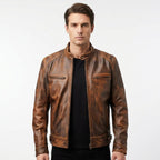 Men’s Brown Distressed Leather Jacket – Daniel Brown Leather Jacket - Timber AND Hide