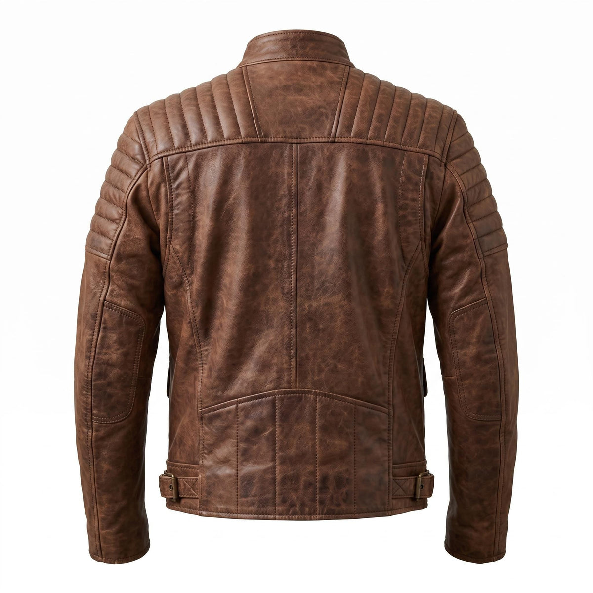 Men's Brown Distressed Leather Utility Jacket | Han Solo Inspired Biker Coat - Timber AND Hide