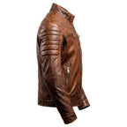 Men’s Brown Leather Biker Jacket – Genuine Leather Jacket - Timber AND Hide