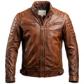 Men’s Brown Leather Biker Jacket – Genuine Leather Jacket - Timber AND Hide