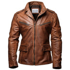 Men’s Brown Leather Jacket - Distressed Brown Leather Jacket - Timber AND Hide