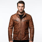 Men’s Brown Leather Jacket - Distressed Brown Leather Jacket - Timber AND Hide