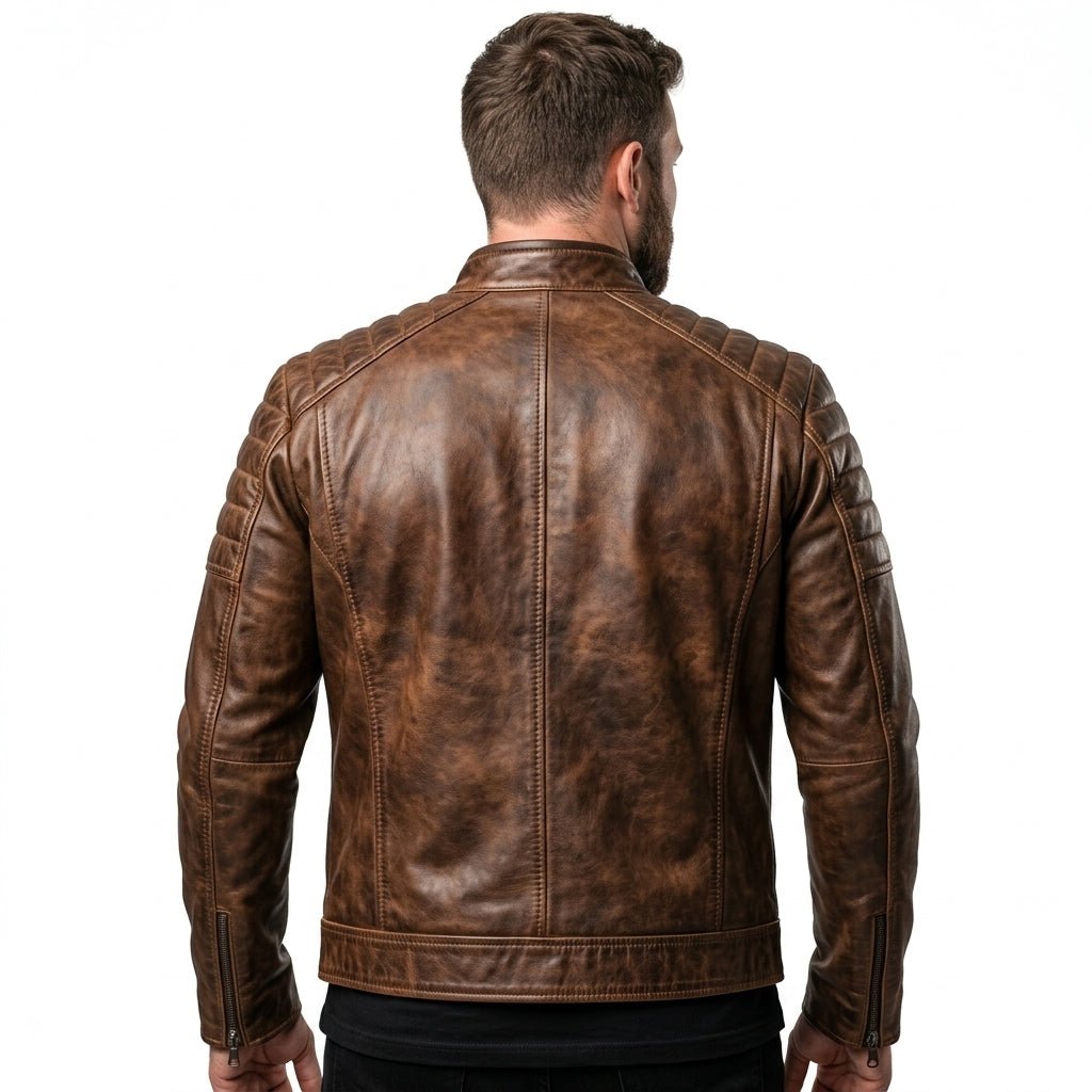 Men’s Brown Leather Jacket – Leo Distressed Brown Leather Jacket - Timber AND Hide