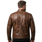Men’s Brown Leather Jacket – Leo Distressed Brown Leather Jacket - Timber AND Hide