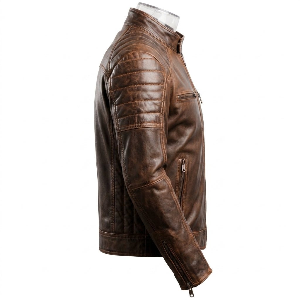 Men’s Brown Leather Jacket – Leo Distressed Brown Leather Jacket - Timber AND Hide