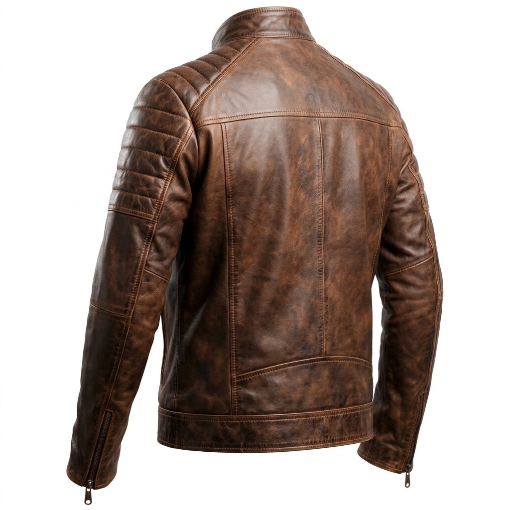 Men’s Brown Leather Jacket – Leo Distressed Brown Leather Jacket - Timber AND Hide