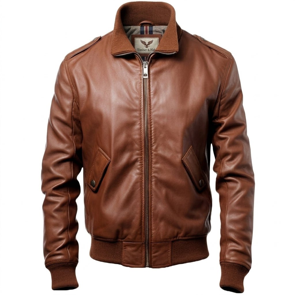Men’s Brown Slim Fit Leather Jacket – Men’s Leather Jacket Brown - Timber AND Hide
