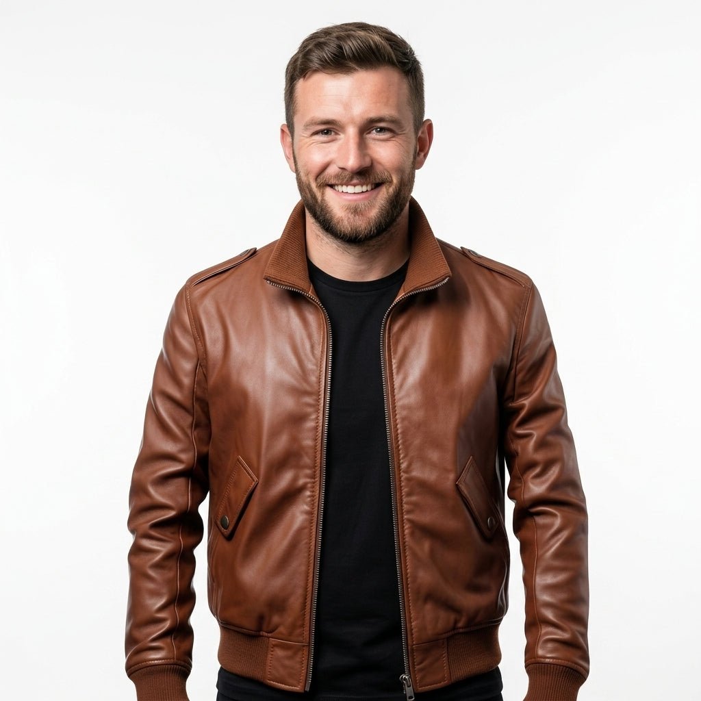 Men’s Brown Slim Fit Leather Jacket – Men’s Leather Jacket Brown - Timber AND Hide