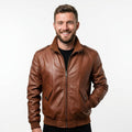 Men’s Brown Slim Fit Leather Jacket – Men’s Leather Jacket Brown - Timber AND Hide