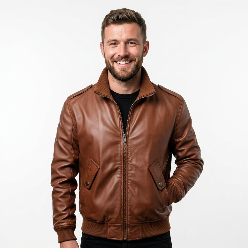 Men’s Brown Slim Fit Leather Jacket – Men’s Leather Jacket Brown - Timber AND Hide