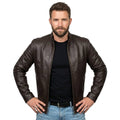 Men's Casual Style Classic Leather Jacket - Dark Brown - Timber AND Hide