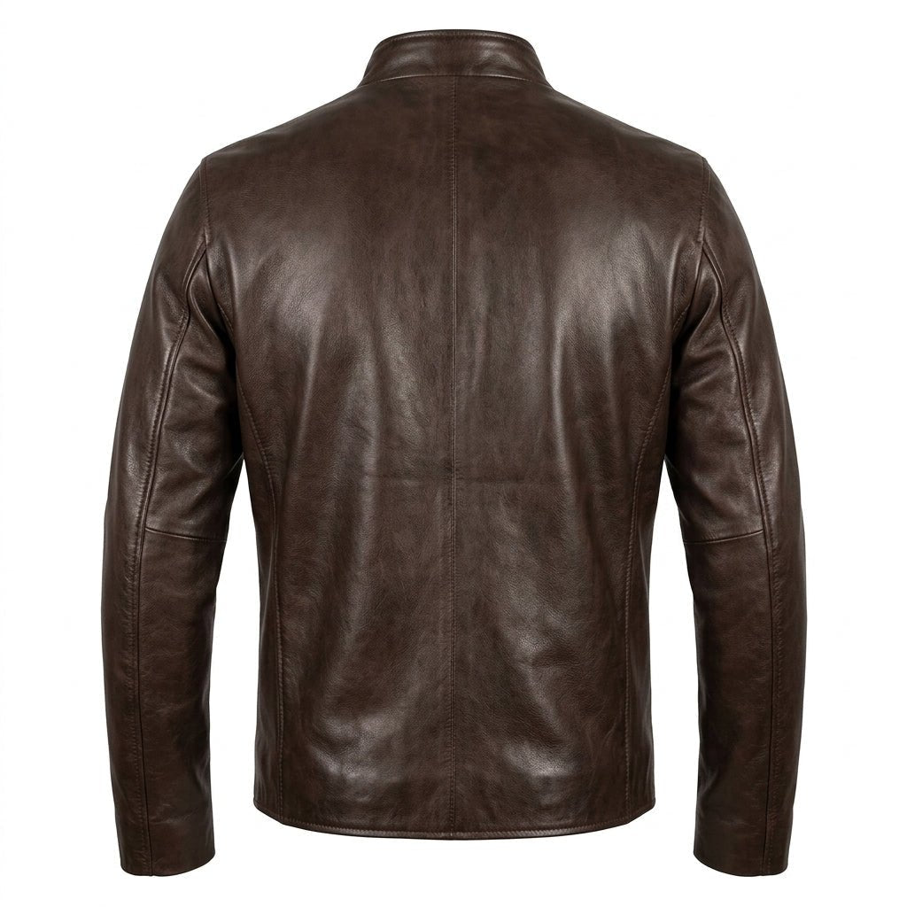 Men's Casual Style Classic Leather Jacket - Dark Brown - Timber AND Hide