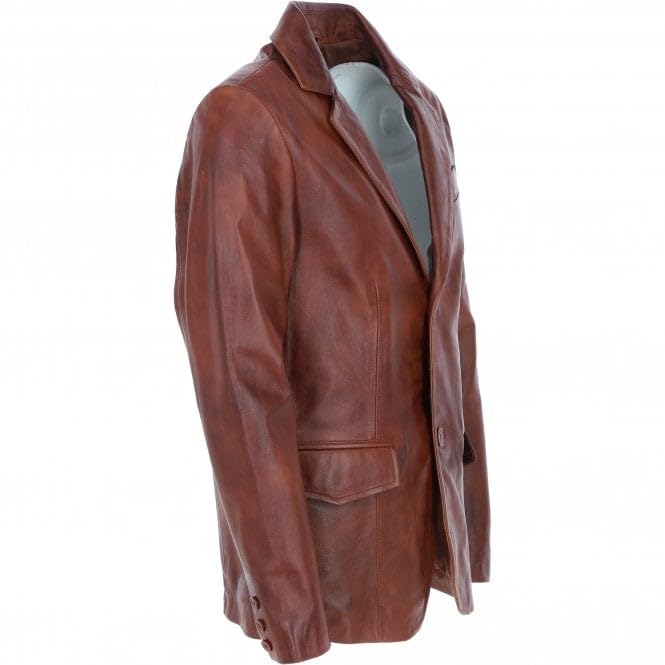 Men's Classic Burgundy Leather Blazer: AWL-2244 - Timber AND Hide