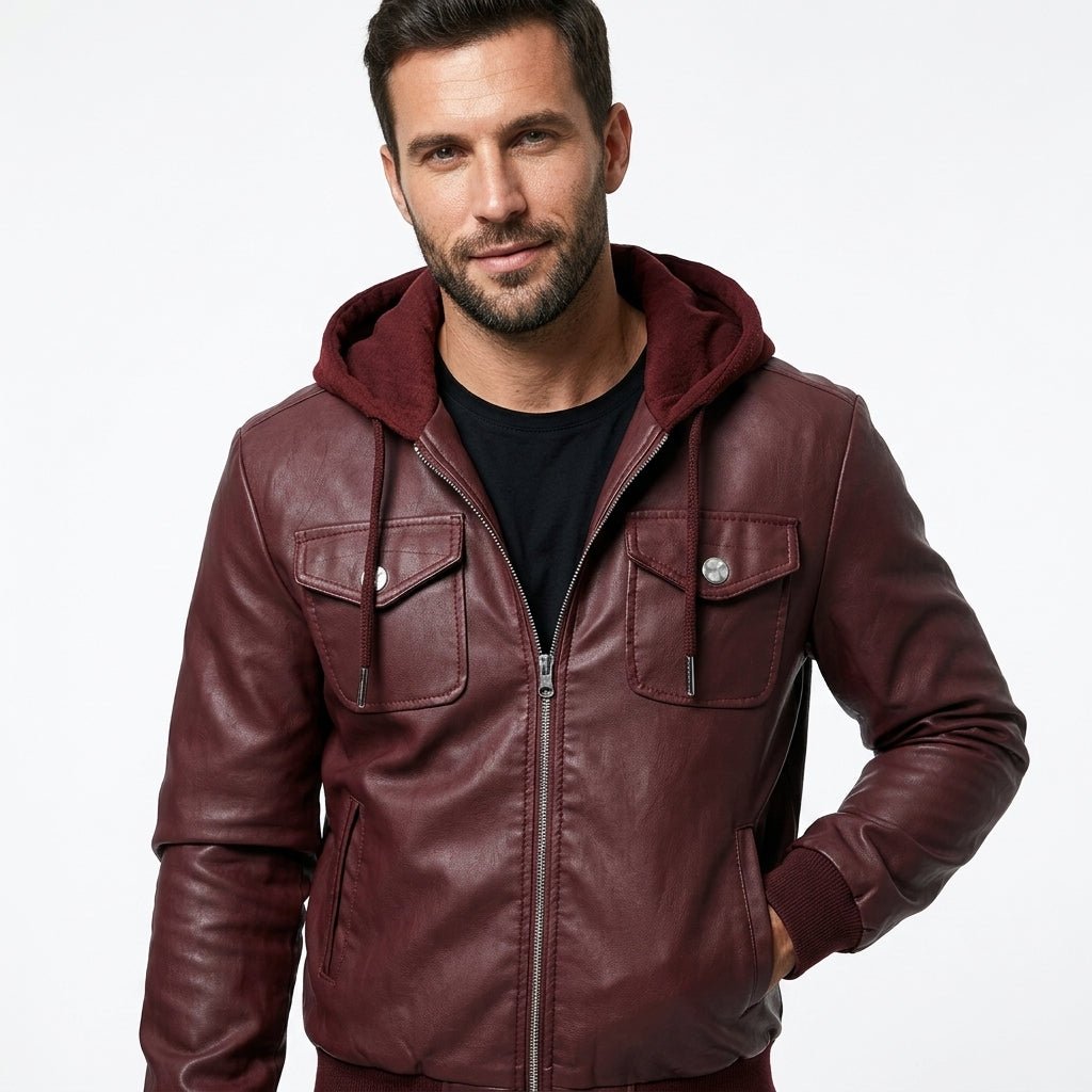 Men’s Classic Maroon Designer Biker Leather Jacket - Timber AND Hide