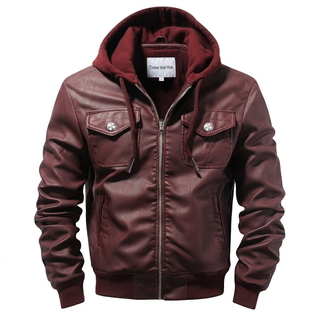 Men’s Classic Maroon Designer Biker Leather Jacket - Timber AND Hide