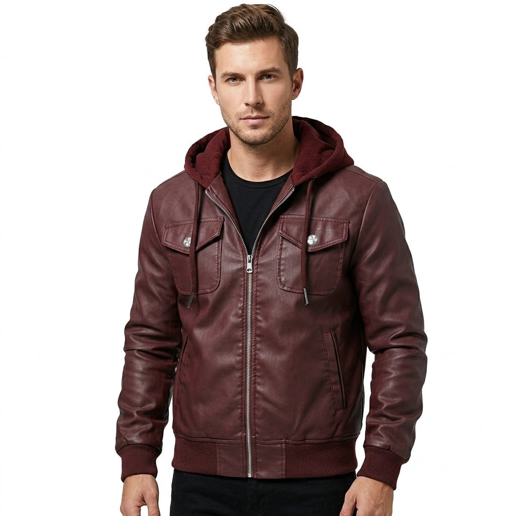 Men’s Classic Maroon Designer Biker Leather Jacket - Timber AND Hide