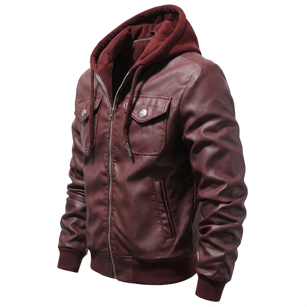 Men’s Classic Maroon Designer Biker Leather Jacket - Timber AND Hide